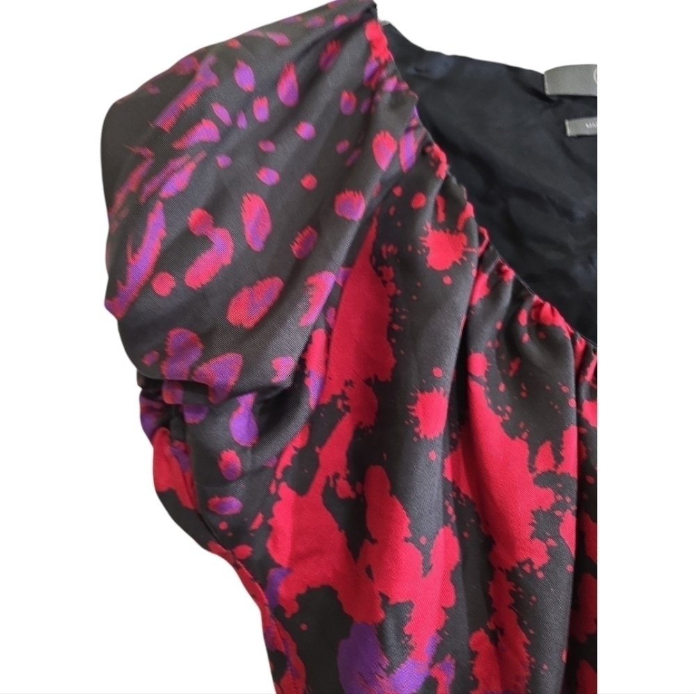 Alexander McQueen Y2K Silk Shift Dress Puff Sleeve 40 Or 4 Abstract Art McQ - Picture 2 of 6